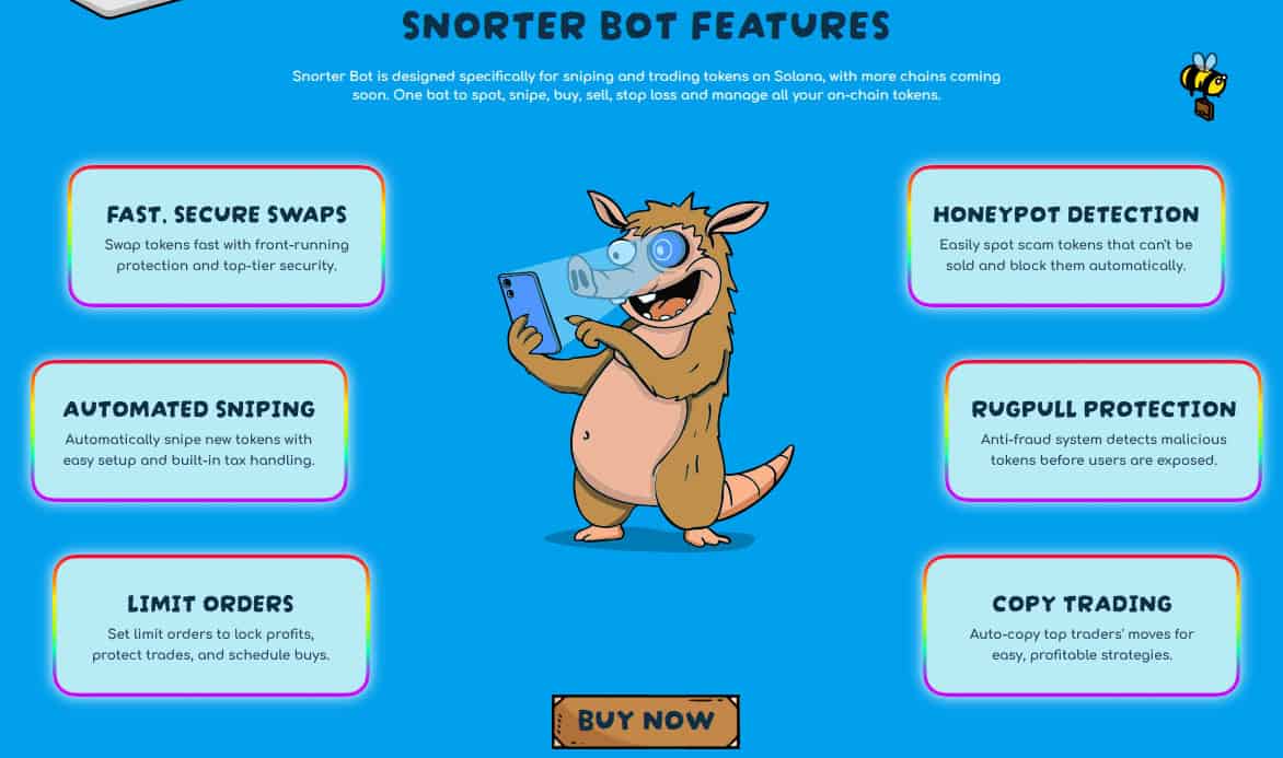 Snorter Bot benefits on the presale site.