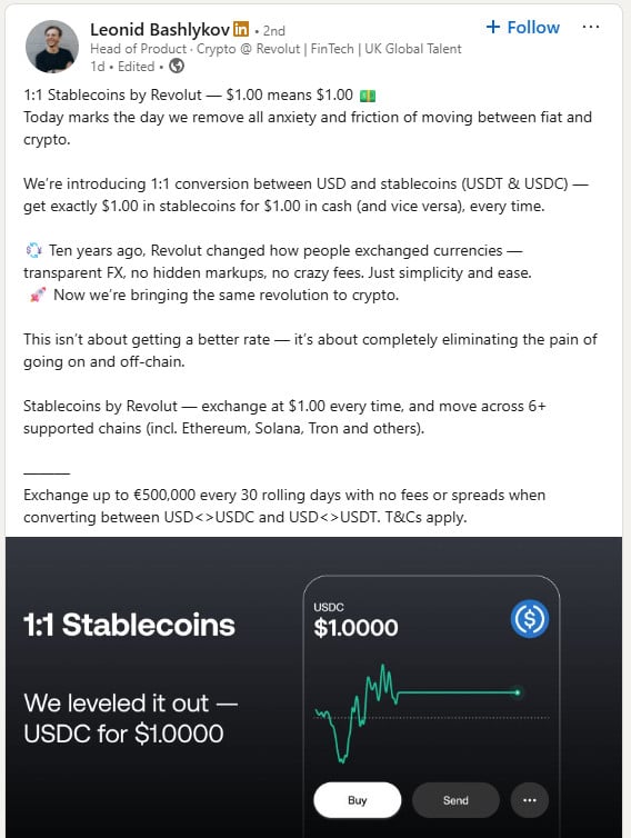 Revolut's 1:1 Stablecoin Swap Magic