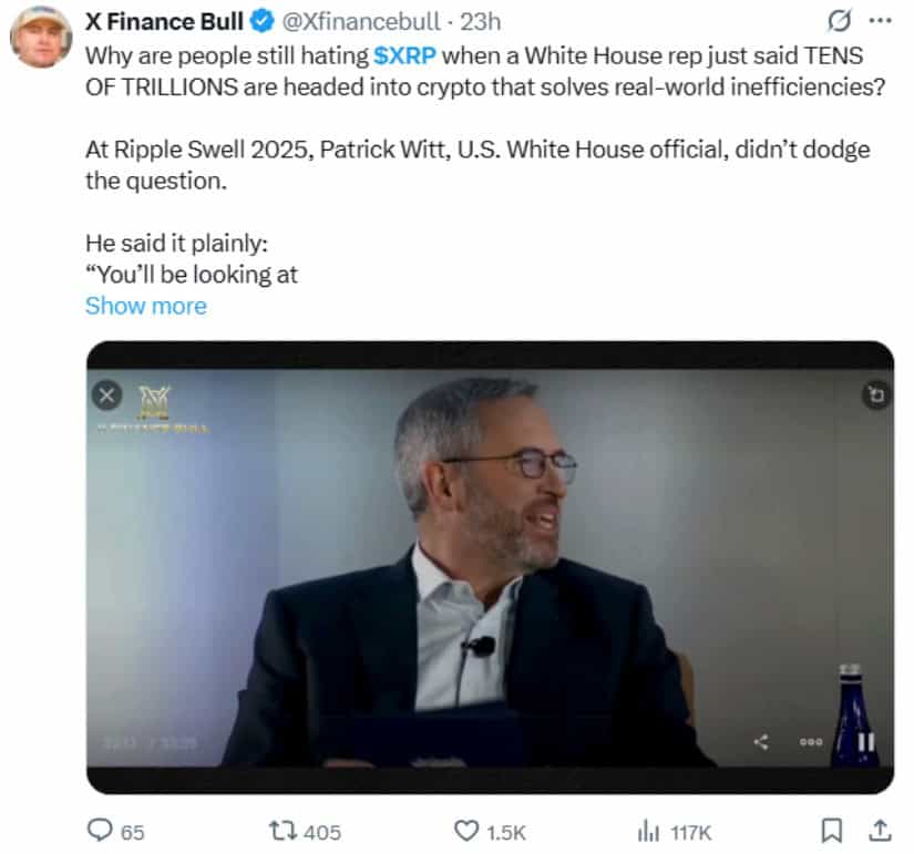 White House Official Forecasts “tens of trillions” Flowing into Crypto