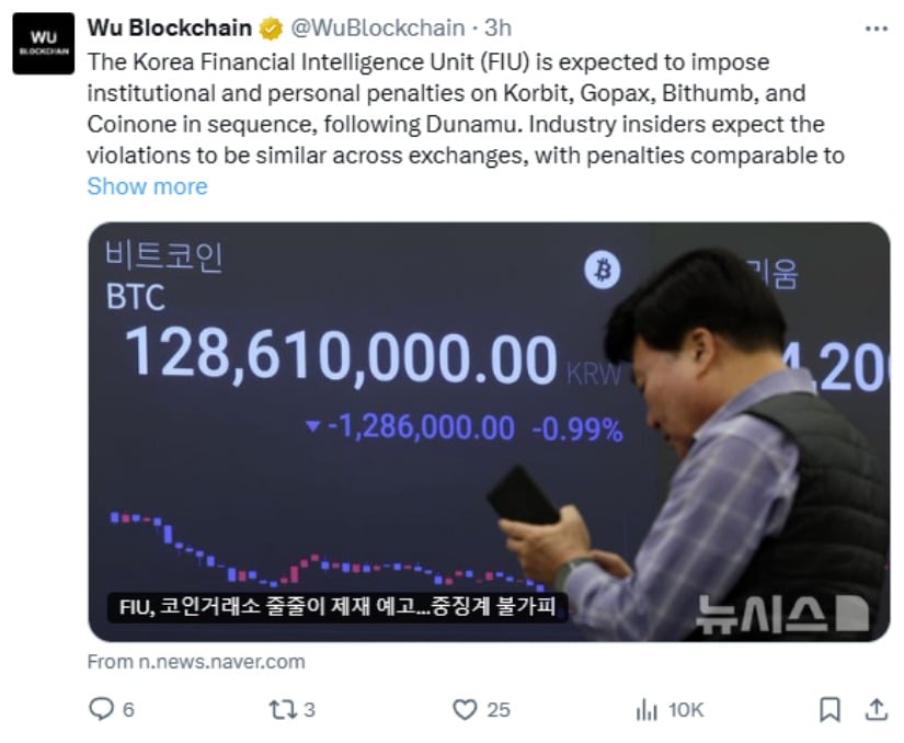 South Korea Prepares Major Crypto Exchange Penalties Following AML Investigation