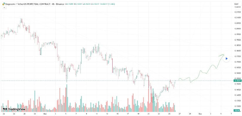 DOGE chart showing support levels