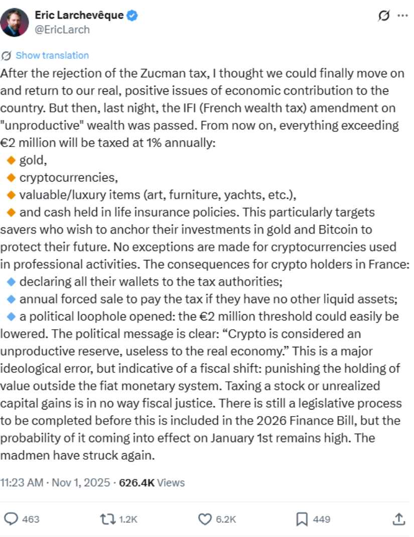 🟨CRYPTO ANALISI: "Tassa sulle Criptovalute: Francia Tra Innovazione e Controversia"