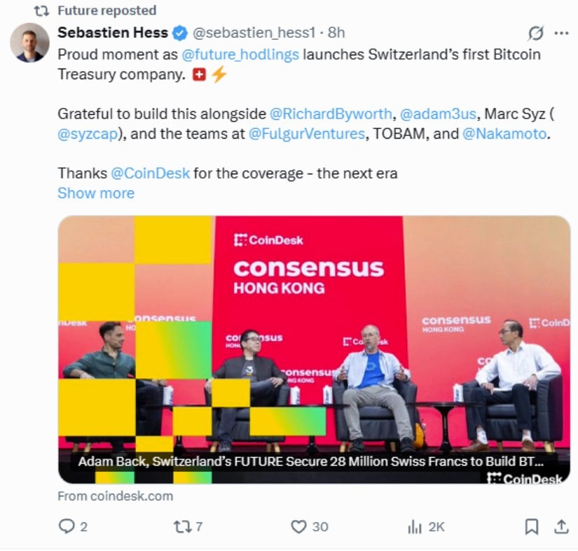 🟨CRYPTO ANALISI: "FUTURE Holdings: Finanziamento da 28 milioni per la tesoreria Bitcoin in Europa"