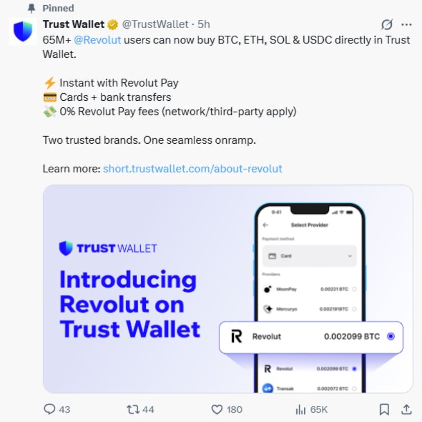 Trust Wallet and Revolut Partner to Revolutionize Crypto Buying Across Europe