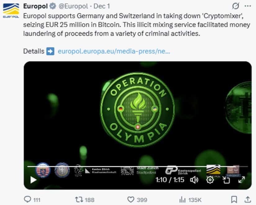 Major Crypto Mixer Eliminated in Cross-Border Operation