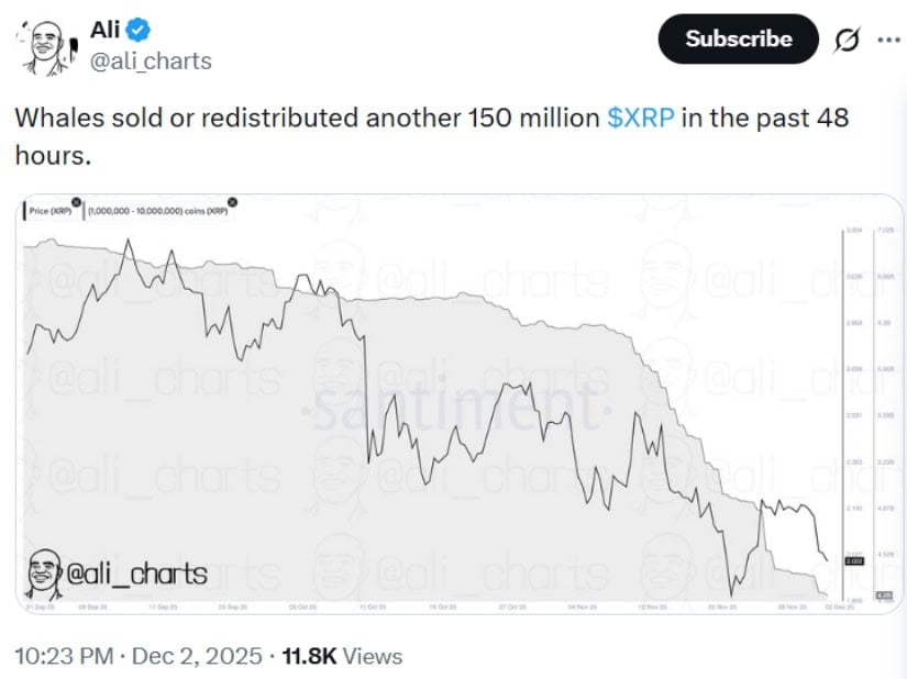 Whale Sell-Off Adds Short-Term Pressure