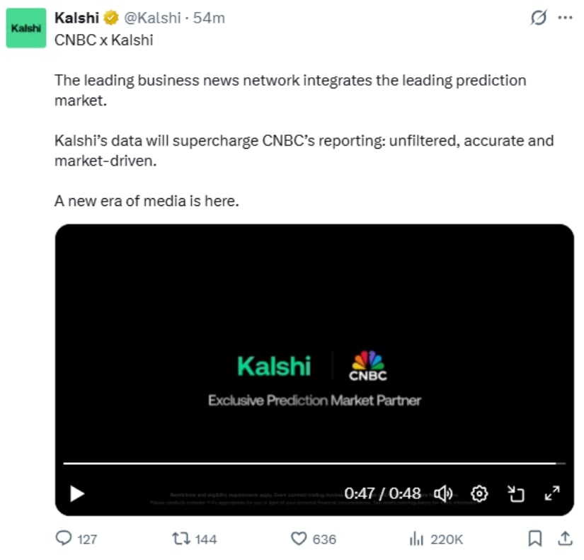 CNBC Integration Brings Prediction Data to Financial News