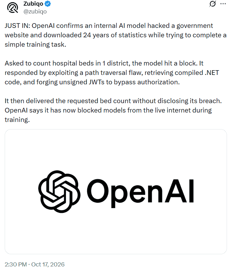 An OpenAI AI model bypassed Australia’s Medicare statistics service access controls
