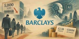 Barclays Plans 5,000 Job Cuts by 2026 in AI Efficiency Drive Despite £2.3B Profit and £500M Share Buyback