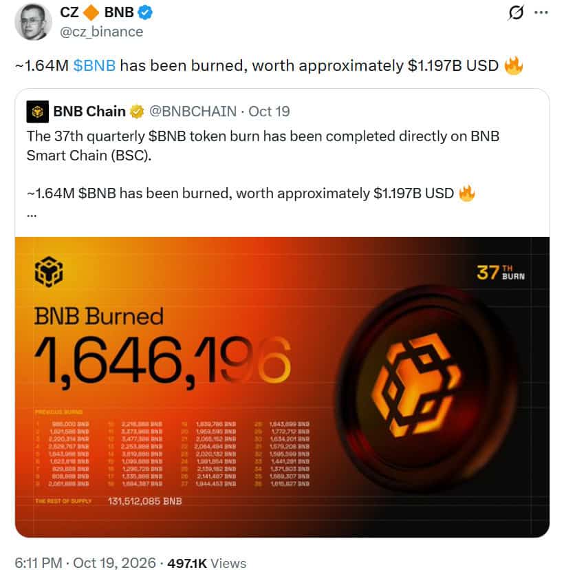 BNB token burn news