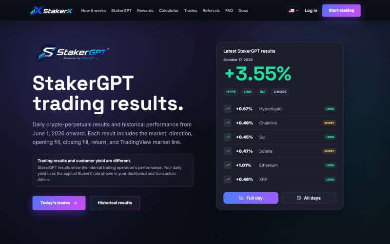 StakerX Trade Pages