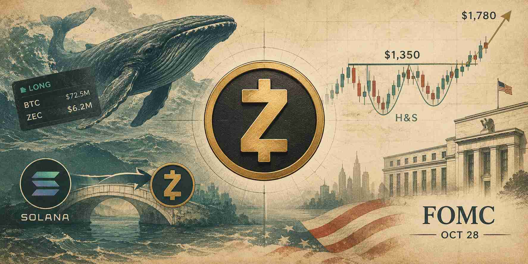 Zcash (ZEC) Price Prediction: Whale Goes Long Before FOMC Announcement as H&S Pattern Puts $1,350 in Focus